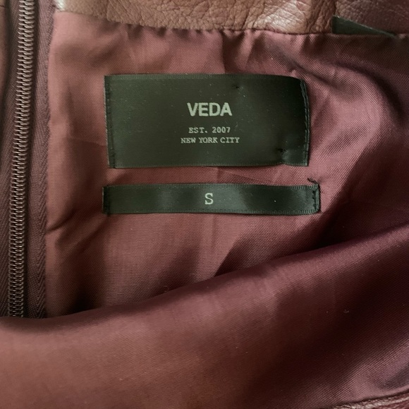 Veda Burgundy Leather Mini Skirt - Picture 5 of 5